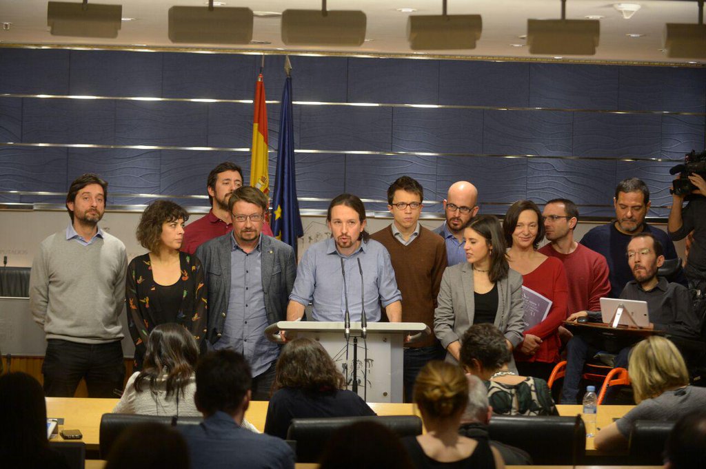 Comparecencia de Podemos tras la reunión a tres