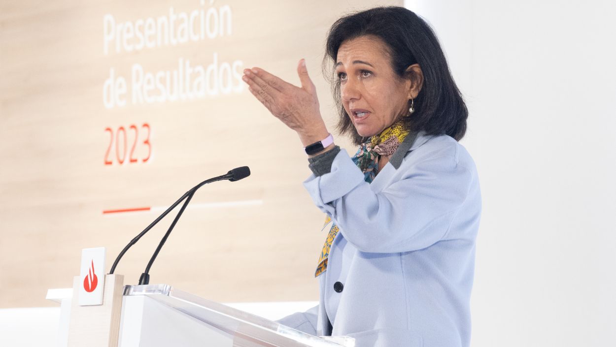 La presidenta de Banco Santander, Ana Botín, durante la presentación de resultados. EP