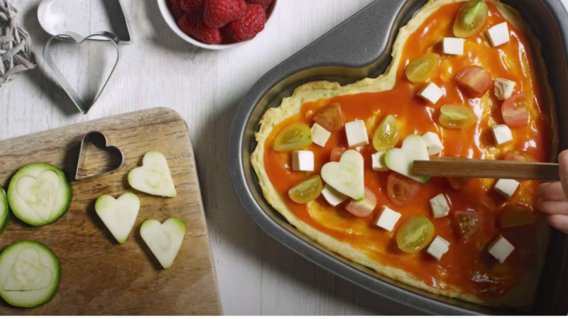 Pizza en forma de corazón para San Valentín