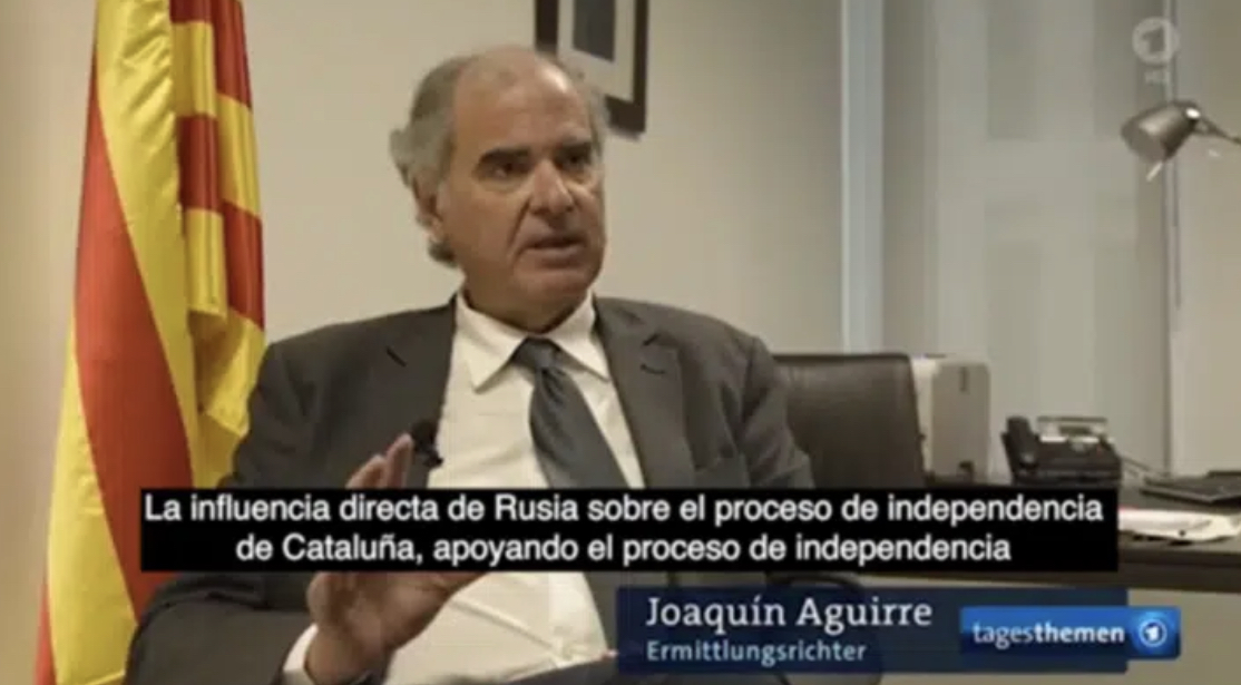 Imagen del juez Aguirre durante la entrevista con la televisión alemana.