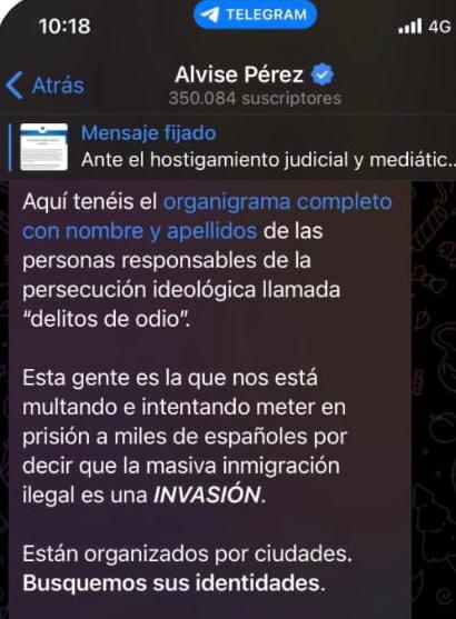 Mensaje de Alvise Pérez Mensaje de Alvise Pérez