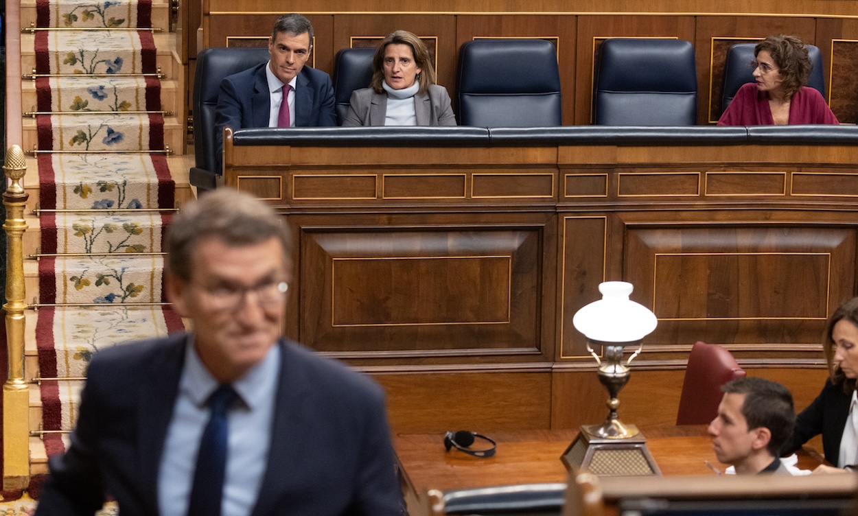 Imagen de archivo de Feijóo y Sánchez en el Congreso. EP