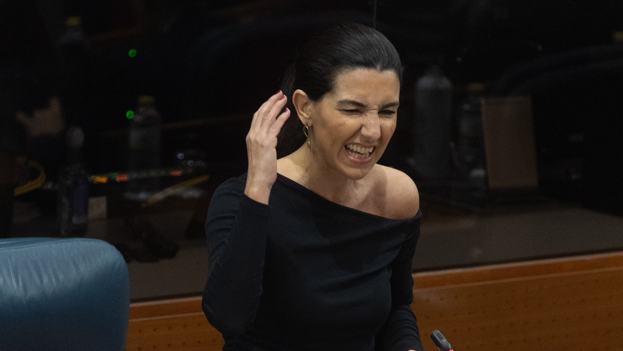 La presidenta y portavoz de Vox en la Comunidad de Madrid, Rocío Monasterio, durante un pleno de la Asamblea de Madrid. EP.