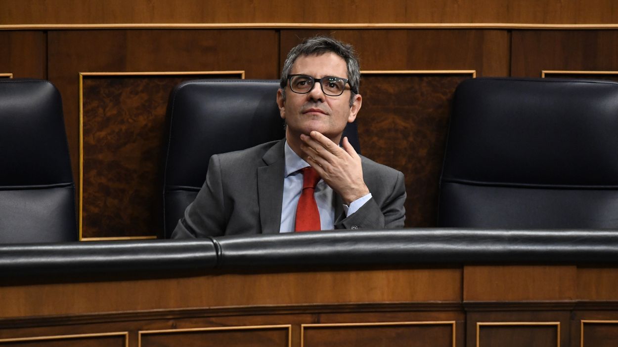El ministro de Presidencia, Justicia y Relaciones con las Cortes, Félix Bolaños, durante un pleno en el Congreso de los Diputados. EP.
