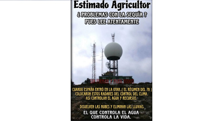 Cartel conspirativo contra los 'radares de control del clima' Cartel conspirativo contra los 'radares de control del clima'