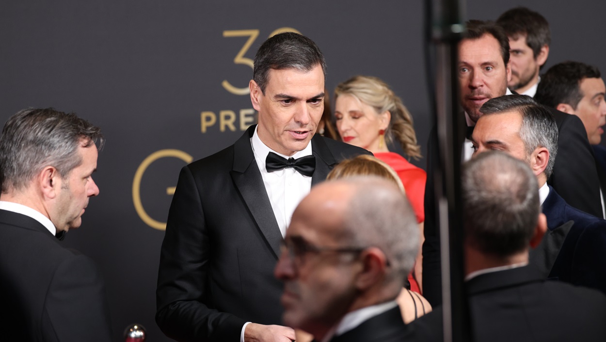 El presidente del Gobierno, Pedro Sánchez, en la alfombra rosa previa a la gala de la 38 edición de los Premios Goya. EP.