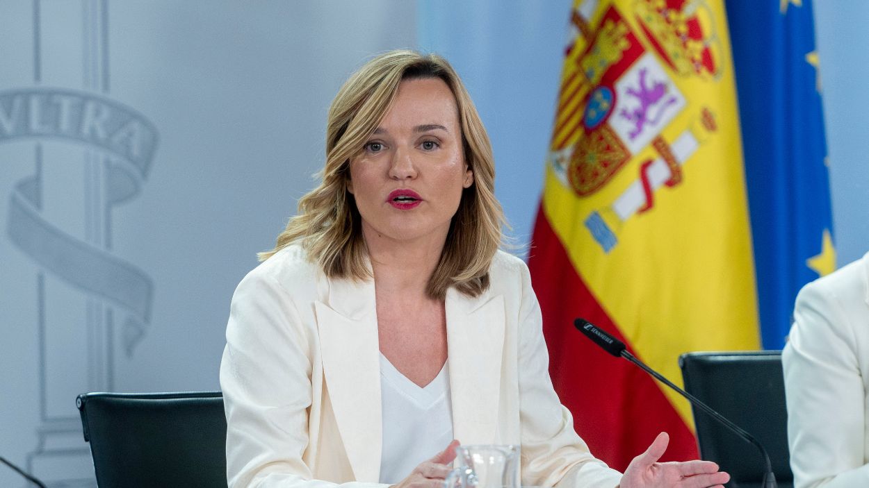 La ministra Portavoz, Pilar Alegría, durante rueda de prensa posterior al Consejo de Ministros, en el Palacio de la Moncloa. EP