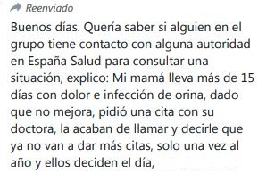 Mensaje de un paciente afectado por el abandono sanitario de la Xunta de Galicia