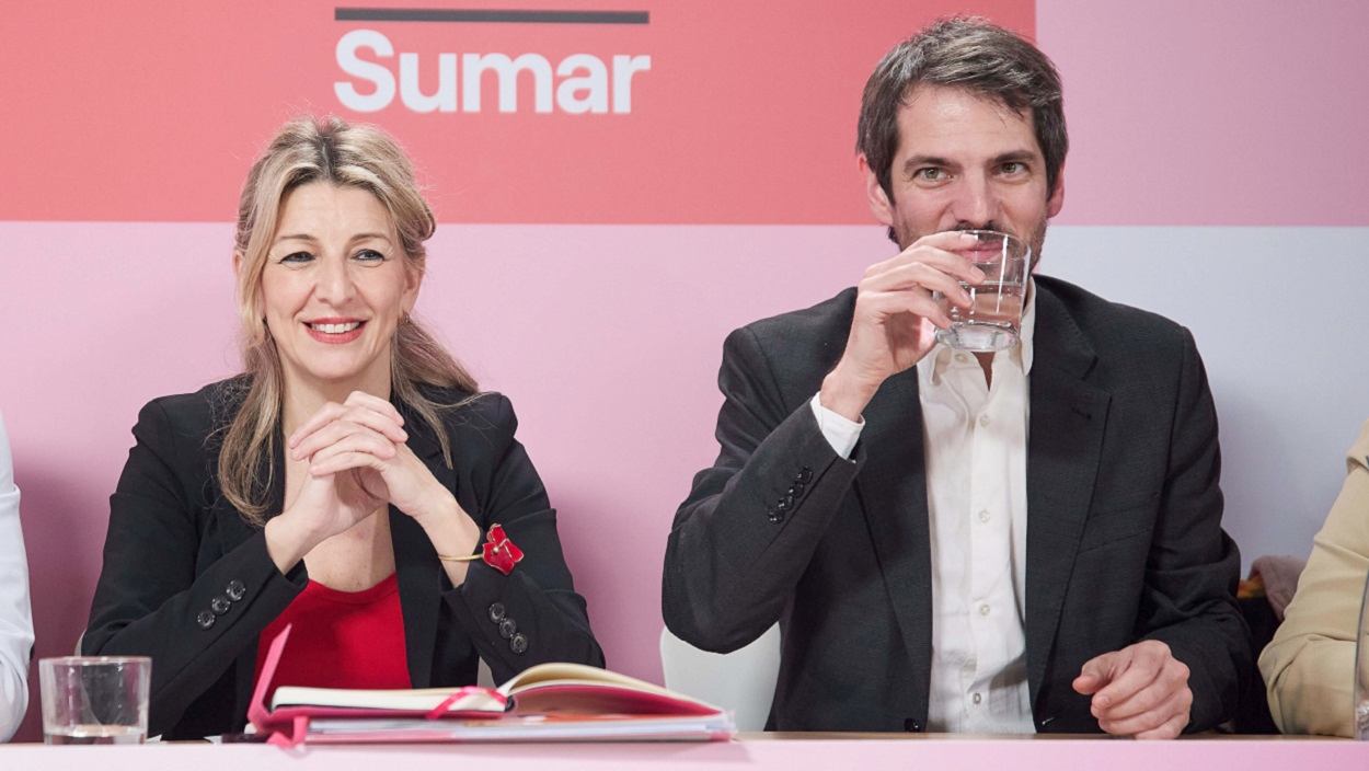 Yolanda Díaz y Ernest Urtasun, líder y portavoz de Sumar. EP
