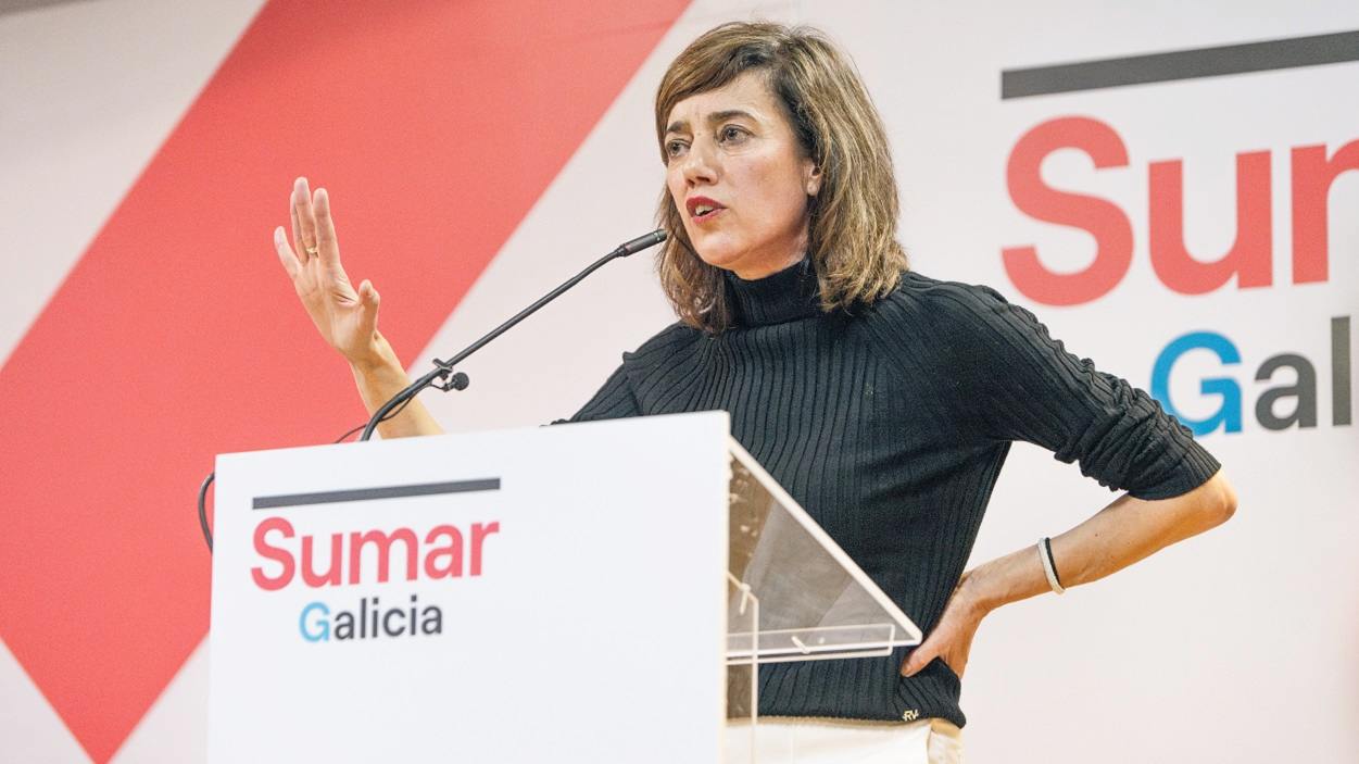 Marta Lois, candidata de Sumar a la presidencia de la Xunta de Galicia, en un acto. EP