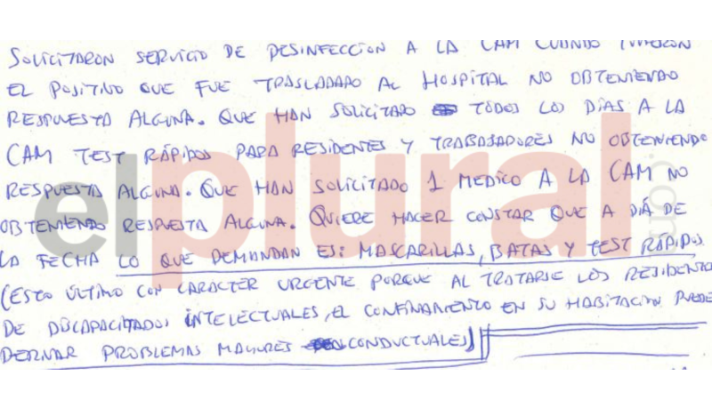 Acta de la residencia Las Fuentes (11 de abril de 2020)