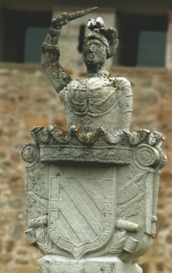 Fuente en la Casa Torre de los Varona en Villanañe (Álava) representando a la Varona