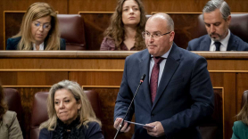 El portavoz del Grupo Parlamentario Popular en el Congreso, Miguel Tellado, interviene durante la sesión plenaria en el Congreso de los Diputados, a 21 de febrero de 2024,