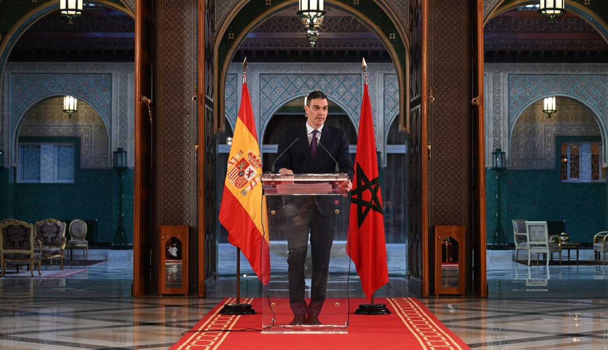 Pedro Sánchez en su viaje a Marruecos. EP