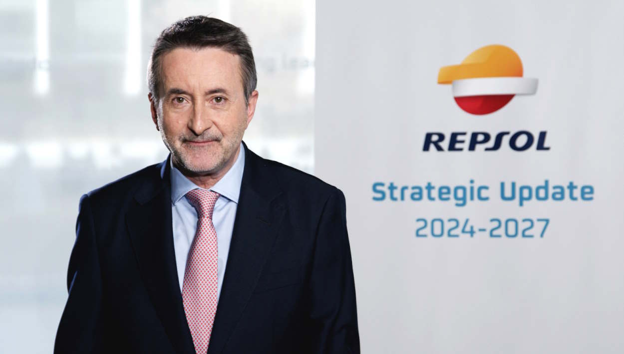 Josu Jon Imaz, consejero delegado de Repsol, en la presentación de la actualización estratégica para 2024 2027