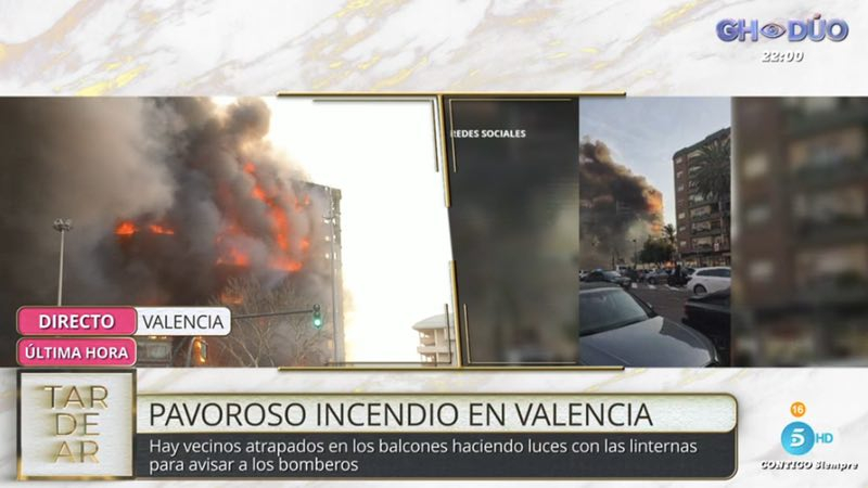 El incendio de Valencia en 'TardeAR'. Mediaset España