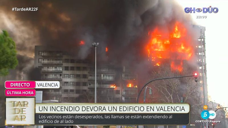 Incendio en Valencia. Mediaset España Incendio en Valencia. Mediaset España