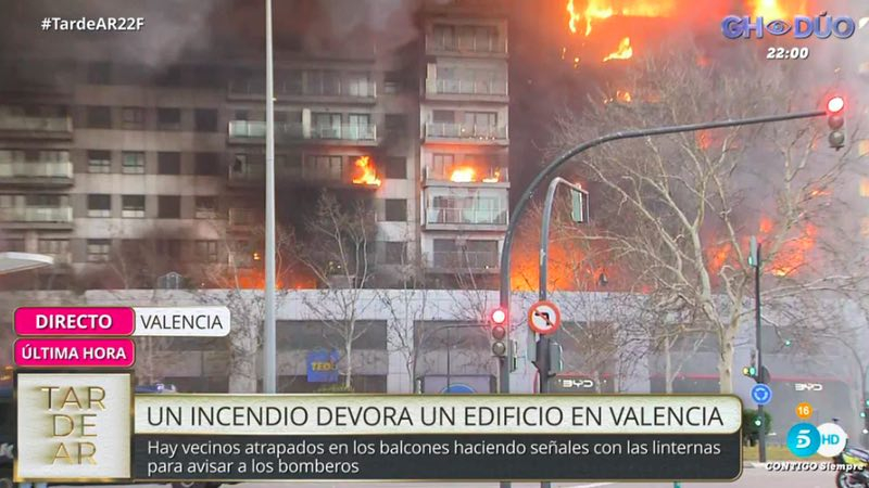 Incendio en Valencia. Mediaset España Incendio en Valencia. Mediaset España