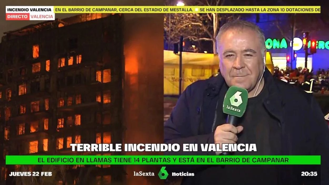 El incendio de Valencia altera las parrillas de nuestra televisión. Atresmedia
