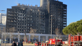Imagen del edificio calcinado en Valencia.