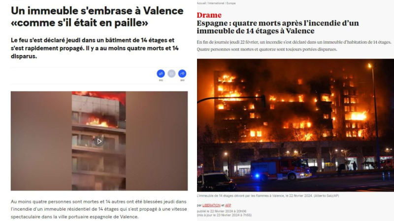Medios franceses se hacen eco del incendio de Valencia.