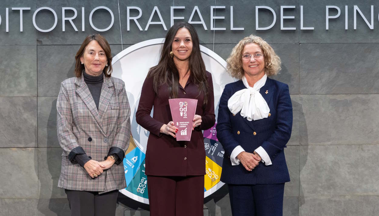María del Pino, presidenta de la Fundación Rafael del Pino; Anna Canela, Chief Growth and Engagement Officer de imagin; y Clara Arpa, presidenta del Pacto Mundial de la ONU España