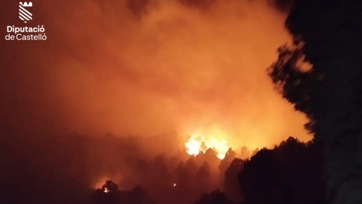 El incendio declarado en Toga (Castellón). Bomberos de Castellón