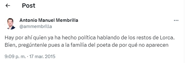 Tuit contra la familia de Lorca