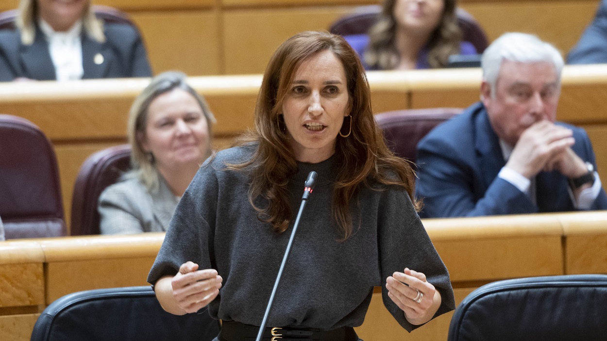 La ministra de Sanidad, Mónica García, en el Senado. EP