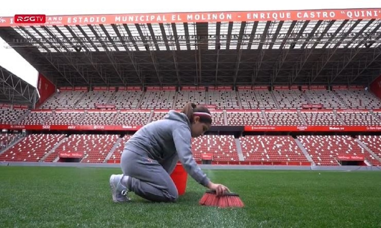 Fragmento del vídeo del Sporting de Gijón en el 8M. EP