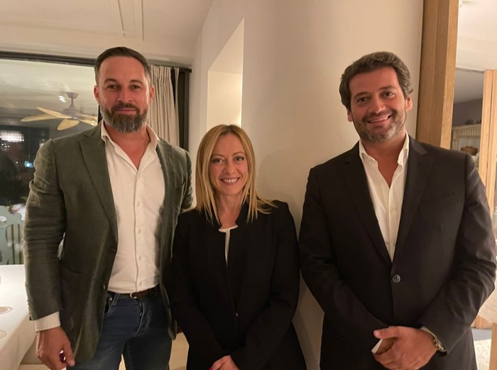 Santiago Abascal. Giorgia Meloni y André Ventura Santiago Abascal. Giorgia Meloni y André Ventura