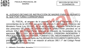 Un fragmento de la denuncia de la Fiscalía de Madrid contra Alberto González Amador, pareja de Isabel Díaz Ayuso.