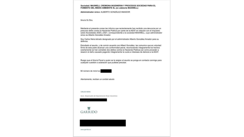 La carta del abogado del novio de Ayuso pidiendo un acuerdo a la Fiscalía