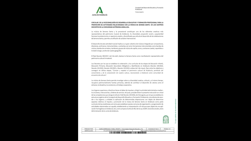 Circular de la Junta de Andalucía. Web oficial Circular de la Junta de Andalucía. Web oficial