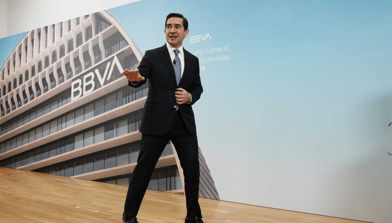 El presidente de BBVA, Carlos Torres, en la junta de accionistas de la entidad