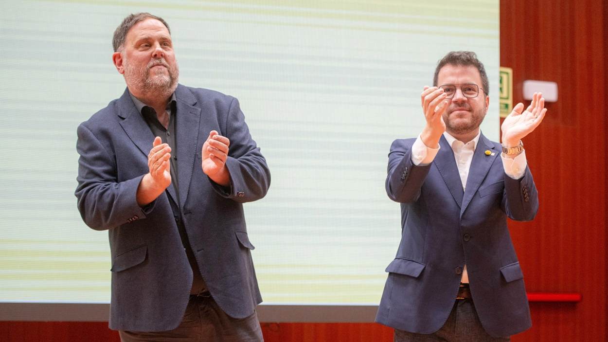 El líder de ERC, Oriol Junqueras, y el presidente de la Generalitat de Cataluña, Pere Aragonès. EP