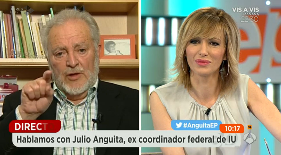 Captura de la entrevista de Susanna Griso a Julio Anguita en Espejo Público