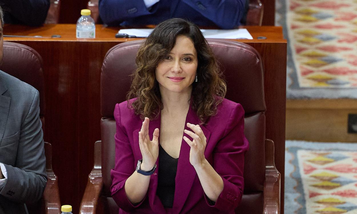 La presidenta de la Comunidad de Madrid, Isabel Díaz Ayuso, durante un pleno en la Asamblea de Madrid. EP