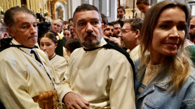 Antonio Banderas, en su cofradía de Málaga. EP