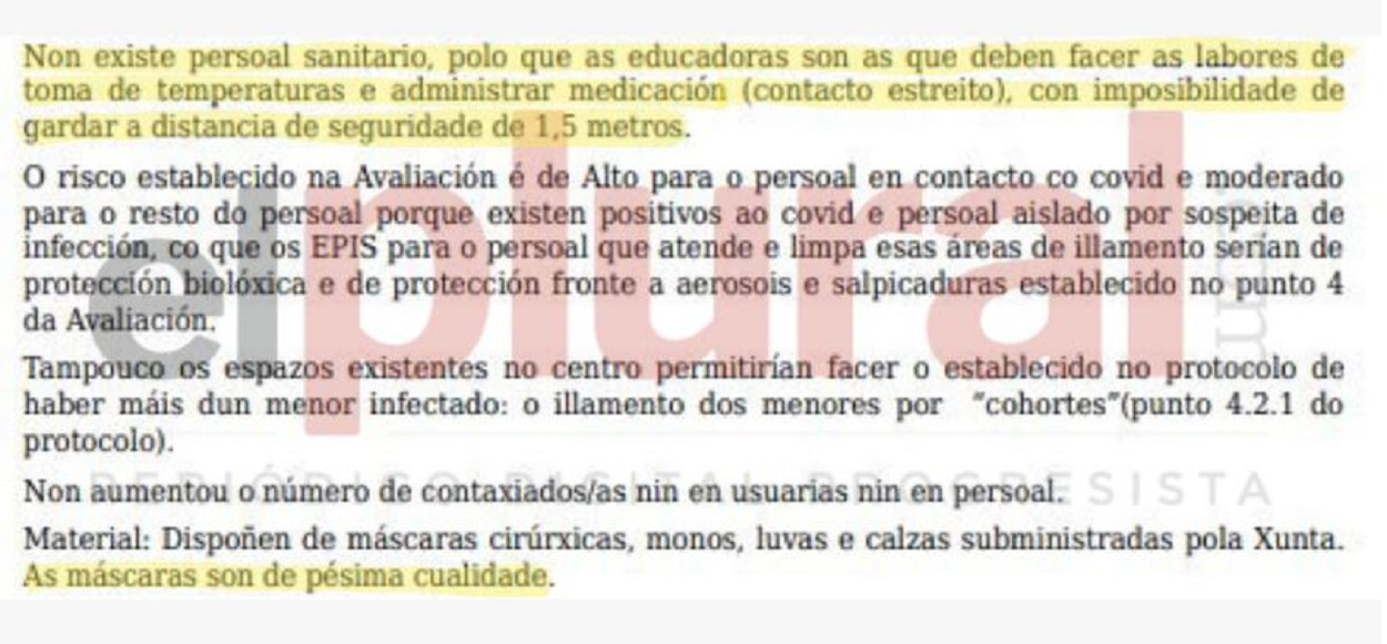Actas de centros de menores en la Galicia de Feijóo durante el Covid