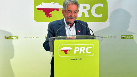 El secretario general, Miguel Ángel Revilla, en la comida de Navidad del PRC. EP