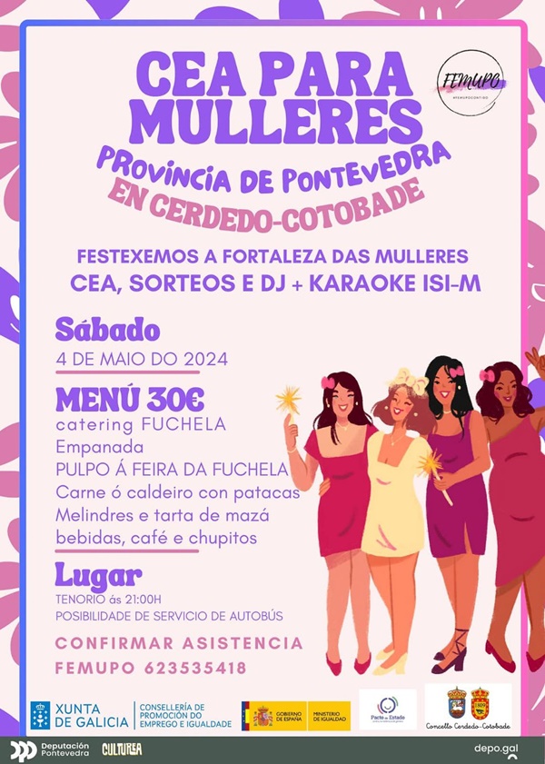 Cartel anunciador de la cena para mujeres del Cotobade