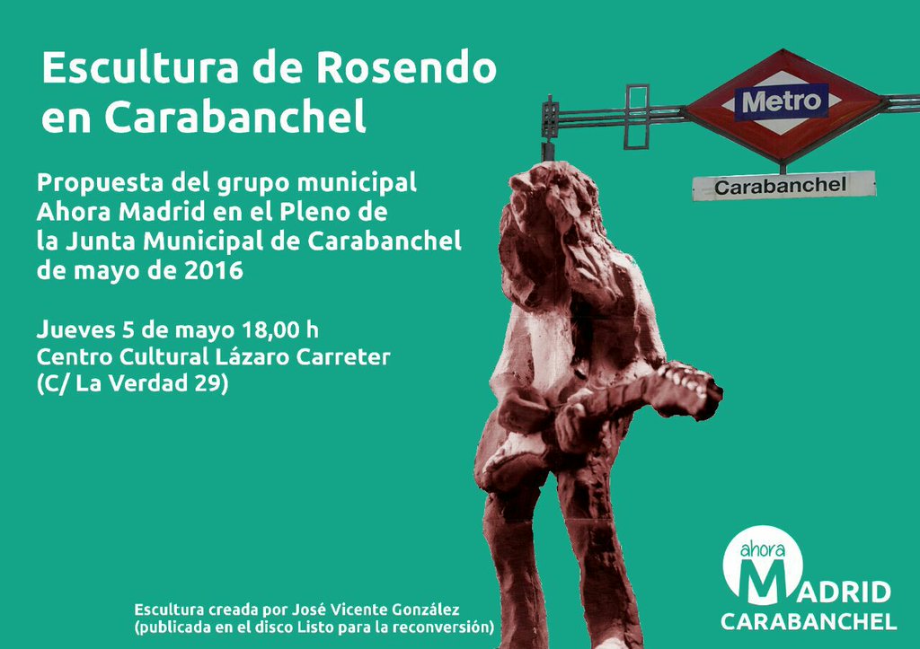Anuncio de Ahora Madrid sobre la estatua a Rosendo