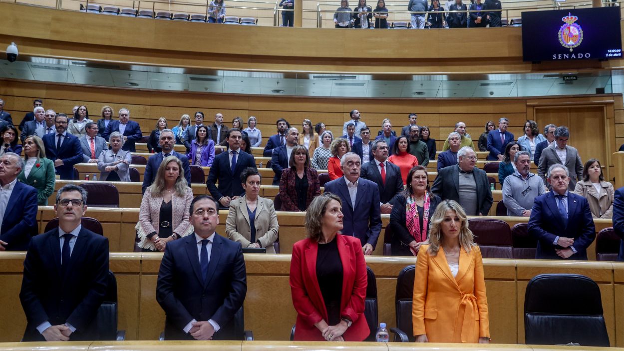 Bolaños, Albares, Ribera y Díaz en la sesión de control al Gobierno en el Senado. EP.