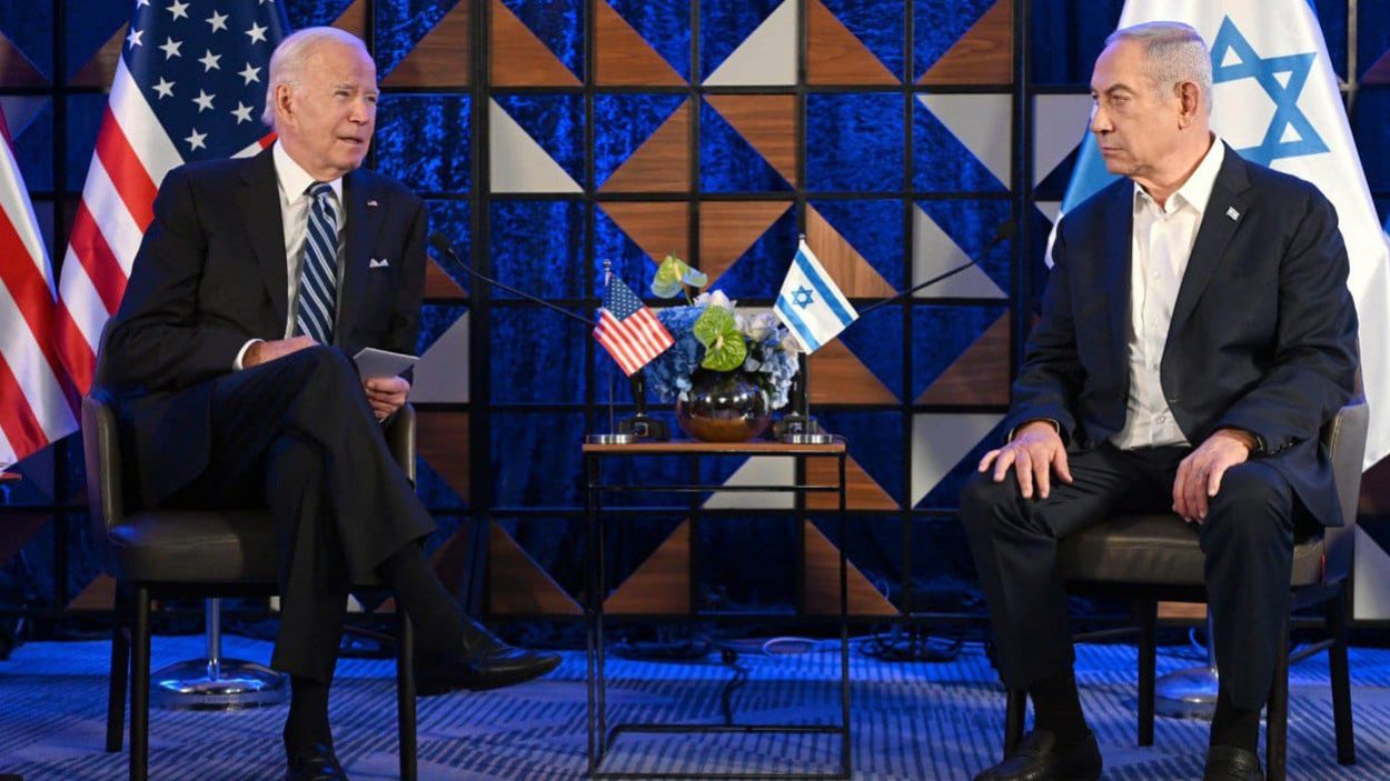 El presidente de EE.UU Joe Biden junto al primer ministro de Israel Benjamín Netanyahu en Tel Aviv. EP.