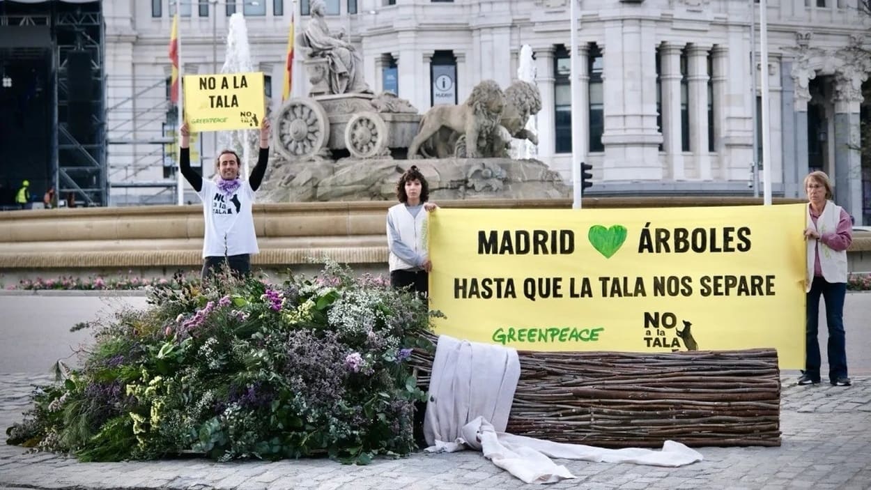 Imagen de la protesta frente a Cibeles. EP.