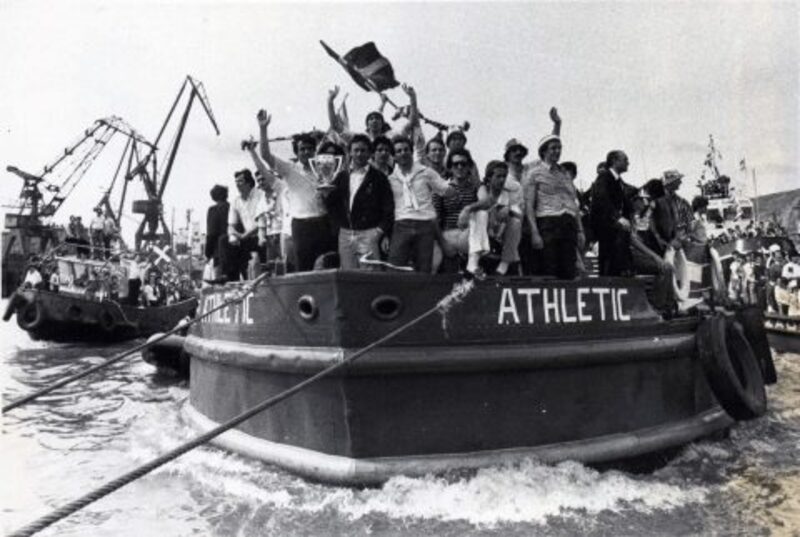 Primera travesía de la 'Gabarra' en 1983. Athletic Club