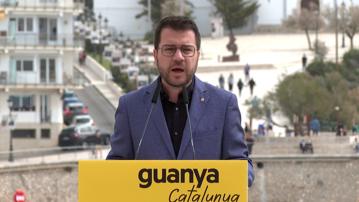 Pere Aragonès en un acto de ERC en Sitges (Barcelona). EP.