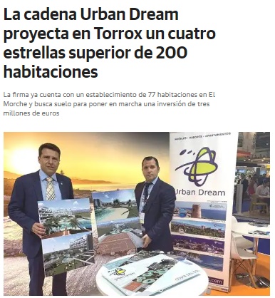 Noticia del Diario Sur sobre Urban Dream y el proyecto de Torrox