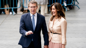 El presidente del Partido Popular, Alberto Núñez Feijóo, a su llegada a la boda del alcalde de Madrid, José Luis Martínez Almeida. EP